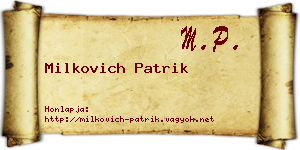 Milkovich Patrik névjegykártya